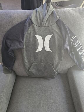 Hurley Grey Pullover Hoodie with White Logo